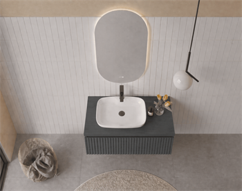 Orka Lentia Banyo Dolabı Takımı, 80 cm, Mat Antrasit (Ledli Ayna), 5007097