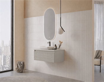 Orka Lentia Banyo Dolabı Takımı, 80 cm, Mat Kaşmir (Ledli Ayna), 5007098