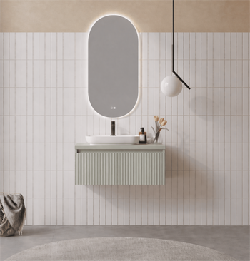 Orka Lentia Banyo Dolabı Takımı, 80 cm, Mat Kaşmir (Ledli Ayna), 5007098