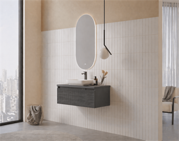Orka Lentia Banyo Dolabı Takımı, 80 cm, Mat Antrasit (Ledli Ayna), 5007097
