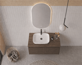 Orka Lentia Banyo Dolabı Takımı, 80 cm, Ceviz (Ledli Ayna), 5007100