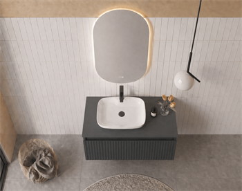 Orka Lentia Banyo Dolabı Takımı, 80 cm, Mat Antrasit (Ledli Ayna), 5007097