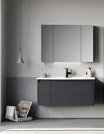 Orka Likya 100 cm Mat Antrasit Banyo Dolabı Takımı