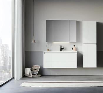 Orka Likya 100 cm Mat Beyaz Banyo Dolabı Takımı