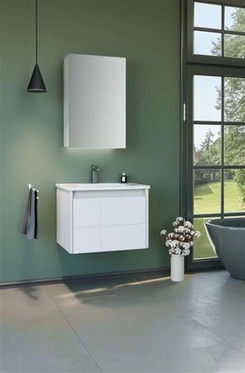 Orka Likya 65 cm Mat Beyaz Banyo Dolabı Takımı