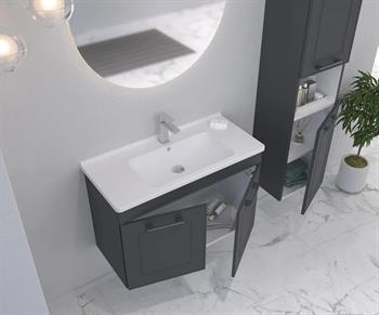 Orka Limpo 100 cm Mat Antrasit Kapaklı Banyo Dolabı Takımı