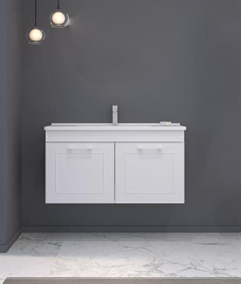 Orka Limpo 100 cm Mat Beyaz Kapaklı Banyo Dolabı Takımı