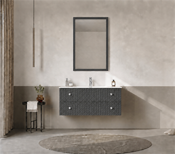 Orka Lipari Asma Banyo Dolabı Takımı, 100 cm, Mat Antrasit Lake (Krom Kulp-Ledli Ayna), 5007322