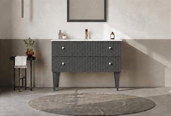 Orka Lipari 100 cm Mat Antrasit Banyo Dolabı Alt Modül Ve Lavabo (Ayaklı-Krom Kulp), 5007335