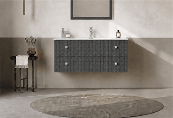 Orka Lipari 100 cm Mat Antrasit Banyo Dolabı Alt Modül Ve Lavabo (Asma-Krom Kulp), 5007319