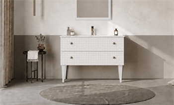 Orka Lipari 100 cm Mat Beyaz Banyo Dolabı Alt Modül Ve Lavabo (Ayaklı-Altın Kulp), 5007329