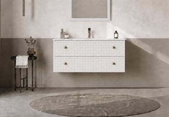 Orka Lipari 100 cm Mat Beyaz Banyo Dolabı Alt Modül Ve Lavabo (Asma-Altın Kulp), 5007290