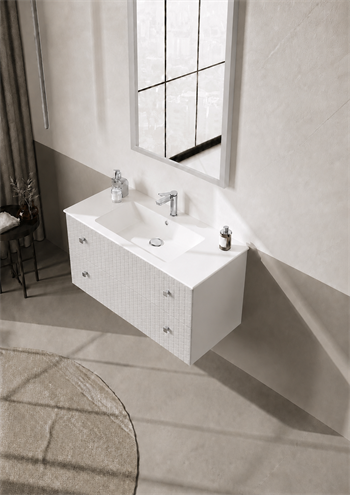 Orka Lipari Asma Banyo Dolabı Takımı, 100 cm, Mat Beyaz Lake (Krom Kulp-Ledli Ayna), 5007320