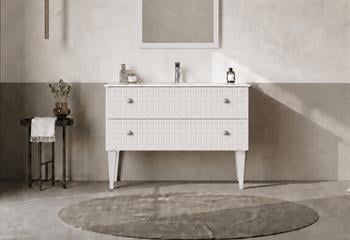 Orka Lipari 100 cm Mat Beyaz Banyo Dolabı Alt Modül Ve Lavabo (Ayaklı-Krom Kulp), 5007333
