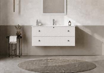 Orka Lipari 100 cm Mat Beyaz Banyo Dolabı Alt Modül Ve Lavabo (Asma-Krom Kulp), 5007317