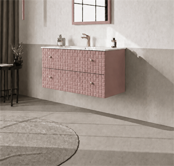 Orka Lipari 100 cm Mat Pudra Banyo Dolabı Alt Modül Ve Lavabo (Asma-Altın Kulp), 5008582