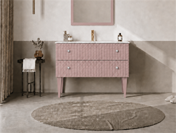 Orka Lipari 100 cm Mat Pudra Banyo Dolabı Alt Modül Ve Lavabo (Ayaklı-Krom Kulp), 5008580