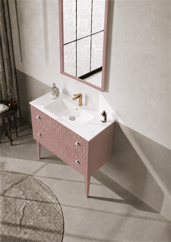 Orka LIPARI 100 cm Mat Pudra / Krom Banyo Dolabı Takımı (Ayaklı) , 5008584