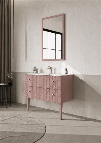 Orka LIPARI 100 cm Mat Pudra / Krom Banyo Dolabı Takımı (Ayaklı) , 5008584