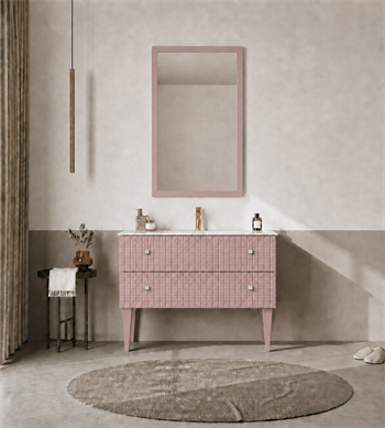 Orka LIPARI 100 cm Mat Pudra / Krom Banyo Dolabı Takımı (Ayaklı) , 5008584