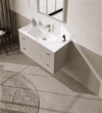 Orka Lipari 100 cm Mat Vizon Banyo Dolabı Alt Modül Ve Lavabo (Asma-Krom Kulp), 5007318