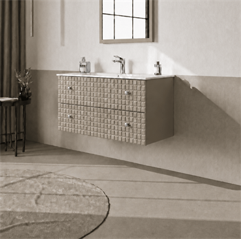 Orka Lipari 100 cm Mat Vizon Banyo Dolabı Alt Modül Ve Lavabo (Asma-Krom Kulp), 5007318