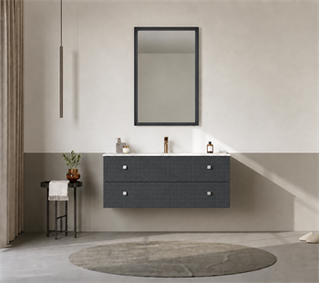 Orka Lipari Asma Banyo Dolabı Takımı, 120 cm, Mat Antrasit Lake (Krom Kulp-Ledli Ayna), 5007328