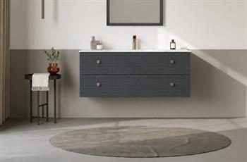 Orka Lipari 120 cm Mat Antrasit Banyo Dolabı Alt Modül Ve Lavabo (Asma-Altın Kulp), 5007303