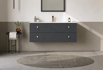Orka Lipari 120 cm Mat Antrasit Banyo Dolabı Alt Modül Ve Lavabo (Asma-Krom Kulp), 5007325