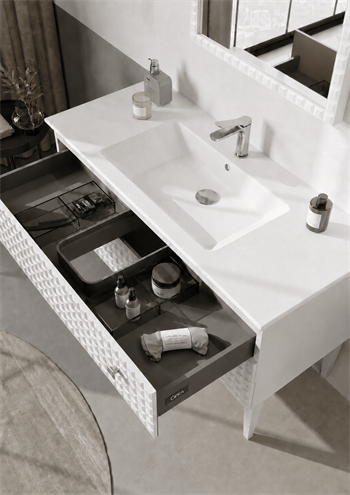 Orka Lipari 120 cm Mat Beyaz Banyo Dolabı Alt Modül Ve Lavabo (Ayaklı-Krom Kulp), 5007339