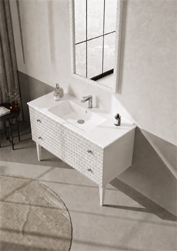 Orka Lipari Ayaklı Banyo Dolabı Takımı, 120 cm, Mat Beyaz Lake (Krom Kulp-Ledli Ayna), 5007351
