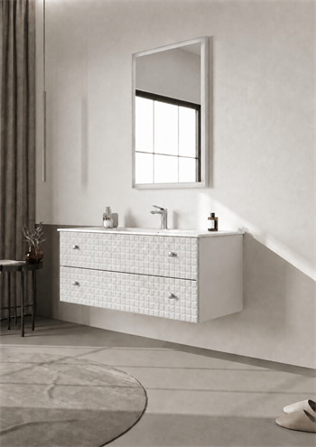 Orka Lipari Asma Banyo Dolabı Takımı, 120 cm, Mat Beyaz Lake (Krom Kulp-Ledli Ayna), 5007326