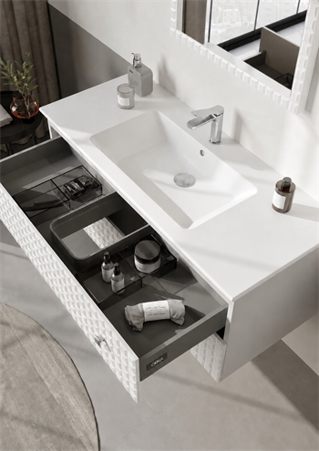 Orka Lipari Asma Banyo Dolabı Takımı, 120 cm, Mat Beyaz Lake (Krom Kulp-Ledli Ayna), 5007326