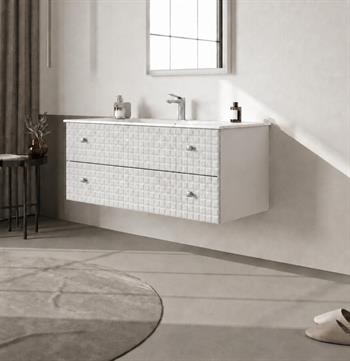 Orka Lipari 120 cm Mat Beyaz Banyo Dolabı Alt Modül Ve Lavabo (Asma-Krom Kulp), 5007323