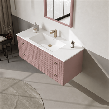 Orka Lipari 120 cm Mat Pudra Banyo Dolabı Alt Modül Ve Lavabo (Asma-Altın Kulp), 5008589