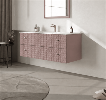 Orka Lipari 120 cm Mat Pudra Banyo Dolabı Alt Modül Ve Lavabo (Asma-Altın Kulp), 5008589