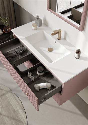 Orka Lipari 120 cm Mat Pudra Banyo Dolabı Alt Modül Ve Lavabo (Asma-Altın Kulp), 5008589
