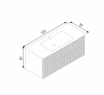 Orka Lipari 120 cm Mat Pudra Banyo Dolabı Alt Modül Ve Lavabo (Asma-Altın Kulp), 5008589