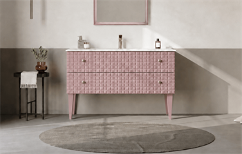 Orka Lipari 120 cm Mat Pudra Banyo Dolabı Alt Modül Ve Lavabo (Ayaklı-Altın Kulp), 5008587