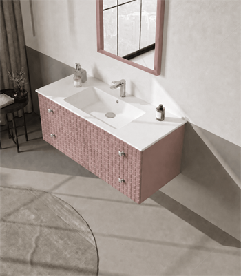 Orka Lipari 120 cm Mat Pudra Banyo Dolabı Alt Modül Ve Lavabo (Asma-Krom Kulp), 5008590
