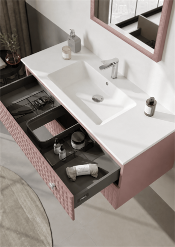 Orka Lipari 120 cm Mat Pudra Banyo Dolabı Alt Modül Ve Lavabo (Asma-Krom Kulp), 5008590