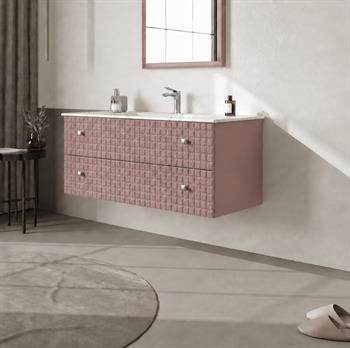 Orka Lipari 120 cm Mat Pudra Banyo Dolabı Alt Modül Ve Lavabo (Asma-Krom Kulp), 5008590