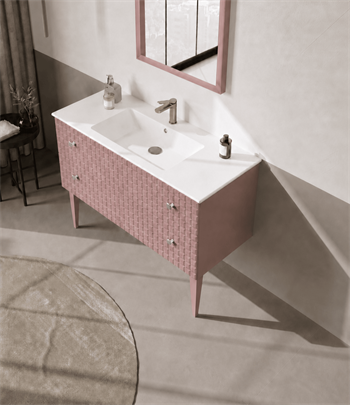 Orka Lipari 120 cm Mat Pudra Banyo Dolabı Alt Modül Ve Lavabo (Ayaklı-Krom Kulp), 5008588
