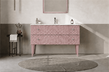 Orka Lipari 120 cm Mat Pudra Banyo Dolabı Alt Modül Ve Lavabo (Ayaklı-Krom Kulp), 5008588