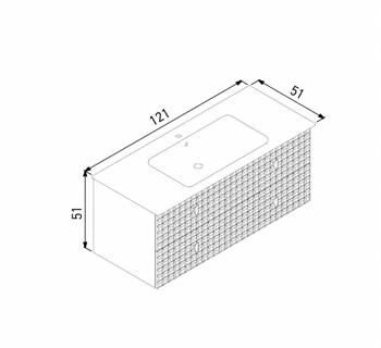 Orka Lipari 120 cm Mat Vizon Banyo Dolabı Alt Modül Ve Lavabo (Asma-Altın Kulp), 5007302