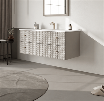 Orka Lipari 120 cm Mat Vizon Banyo Dolabı Alt Modül Ve Lavabo (Asma-Altın Kulp), 5007302