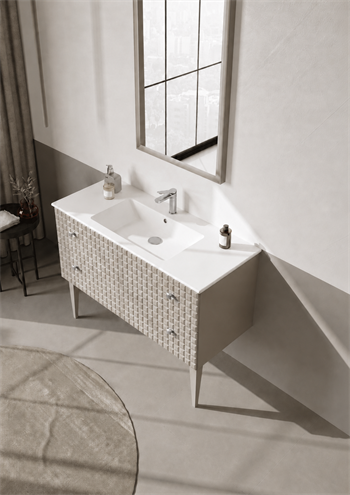 Orka Lipari Ayaklı Banyo Dolabı Takımı, 120 cm, Mat Vizon Lake (Krom Kulp-Ledli Ayna), 5007352
