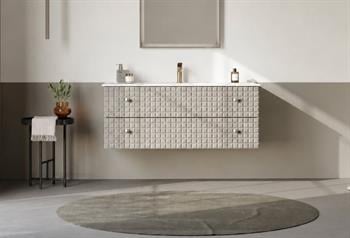 Orka Lipari 120 cm Mat Vizon Banyo Dolabı Alt Modül Ve Lavabo (Asma-Krom Kulp), 5007324