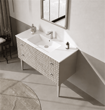 Orka Lipari 120 cm Mat Vizon Banyo Dolabı Alt Modül Ve Lavabo (Ayaklı-Krom Kulp), 5007340