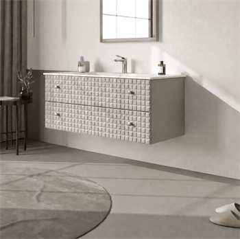 Orka Lipari 120 cm Mat Vizon Banyo Dolabı Alt Modül Ve Lavabo (Asma-Krom Kulp), 5007324